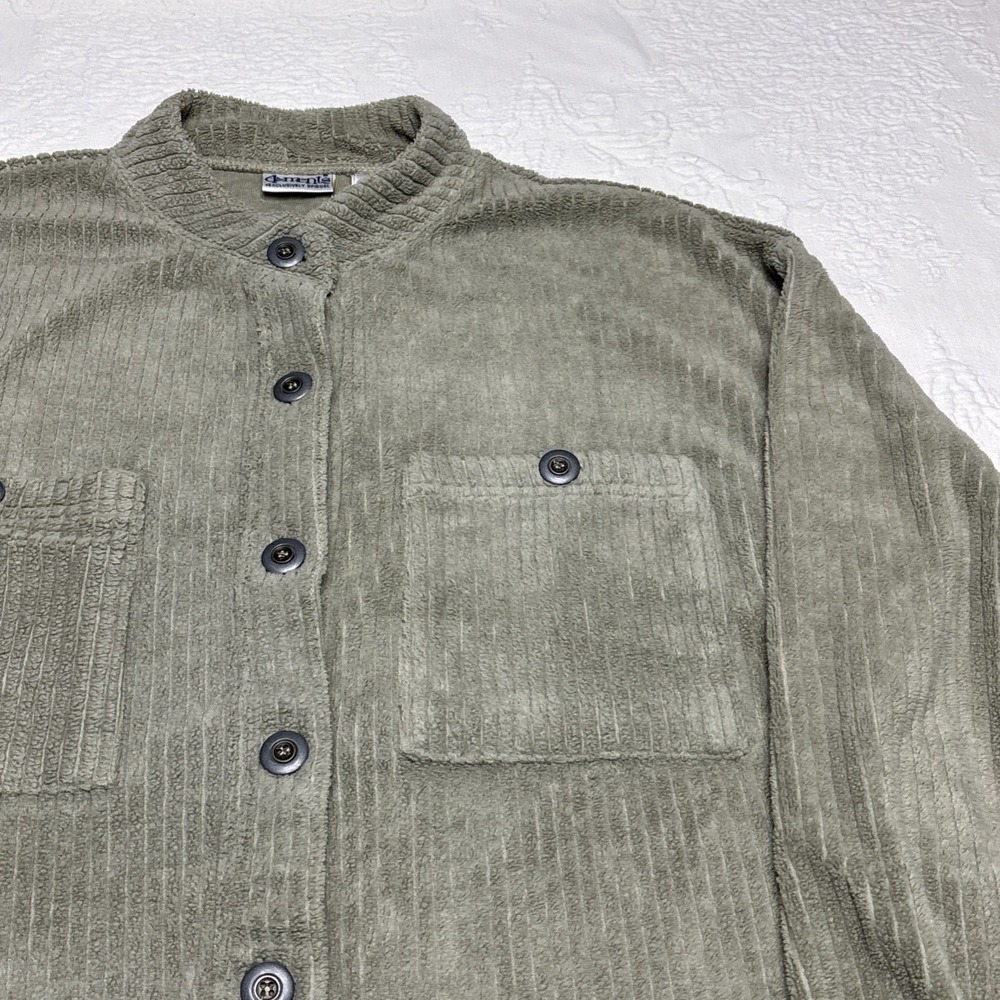 Vtg Women Fleece Shirt Jacket Elements Exclusively Spiegel Size M Olive Made Usa
